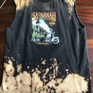 Distressed Harley Davidson cut off shirt